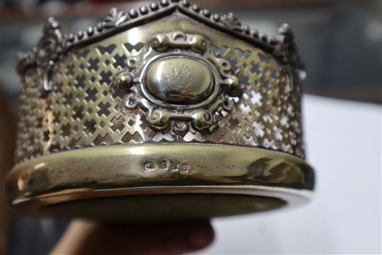 A late Victorian silver tobacco box, a silver tri-handled dish and three other items including silver perpetual lighter lamp.
